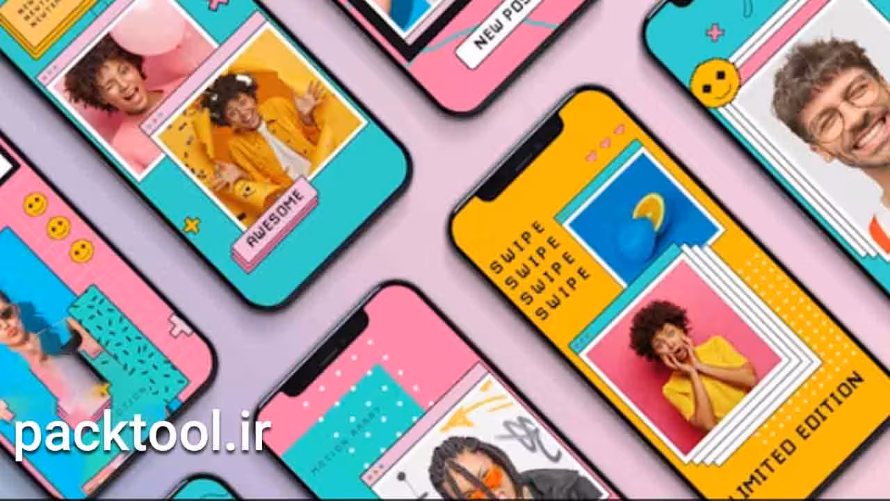 پروژه پریمیر استوری رنگارنگ Colorful Pro Stories - پک تول