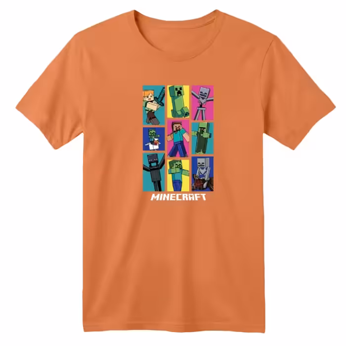 تی شرت آستین کوتاه بچگانه مدل ماینکرفت کد 21 رنگ گلبهی