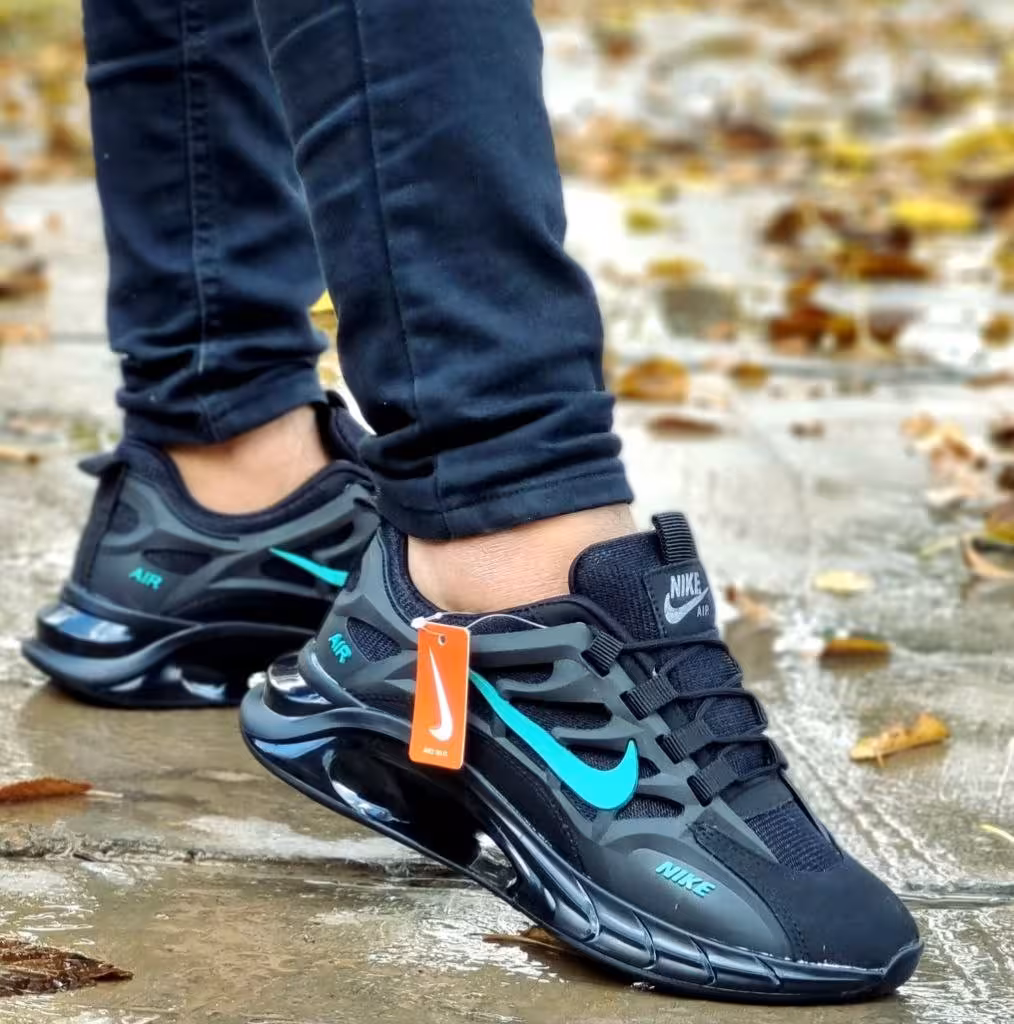 کفش کتونی اسپرت مردانه و پسرانه نایک زیره کپسولی شیک و پرفروش مشکی سبز 3632