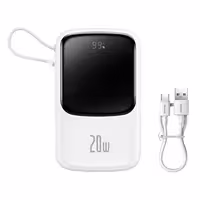 پاوربانک 20 وات باسئوس مدل Qpow Digital Display ظرفیت 20000 میلی آمپر ساعت(سفید)