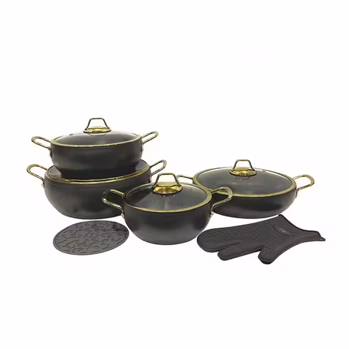 سرویس قابلمه چدن 8 پارچه طوسی مدل UN-8351