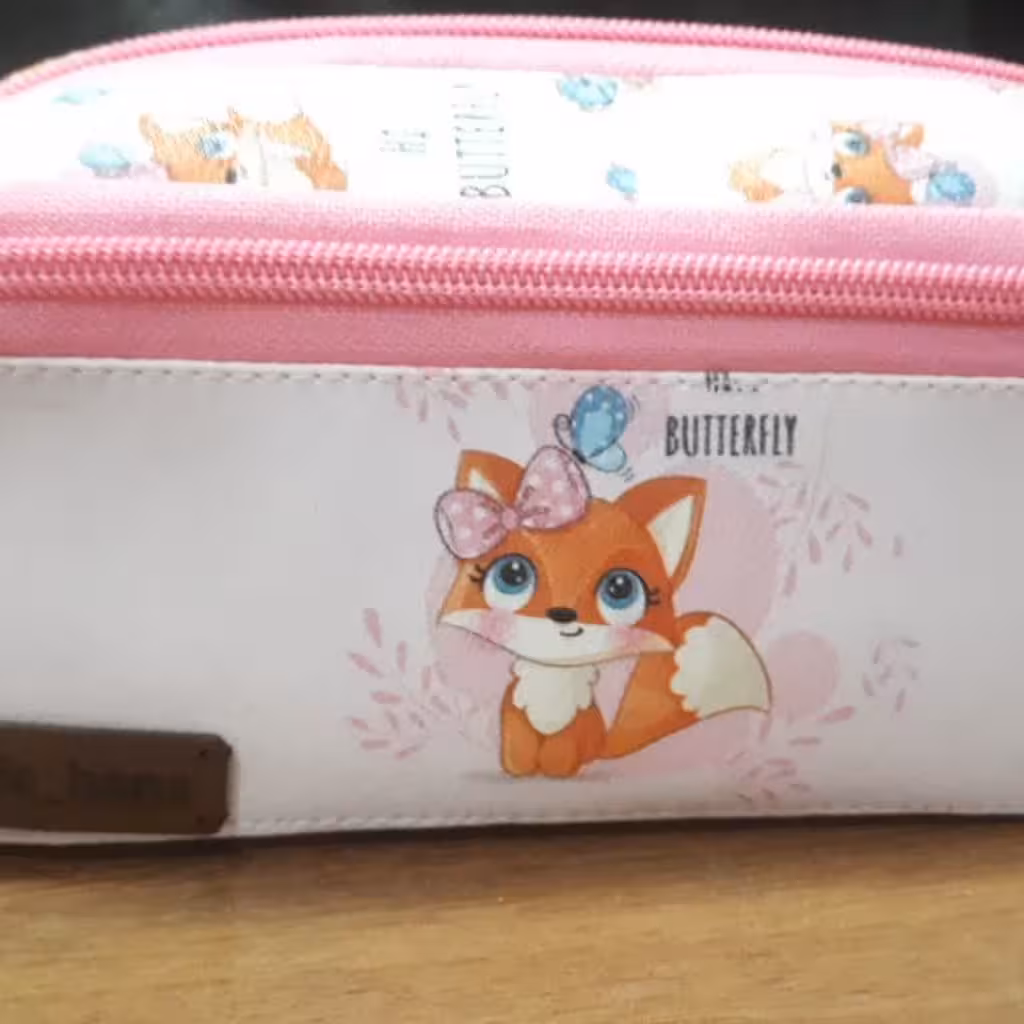 جامدادی چرم 3 زیپ فانتزی طرح روباه