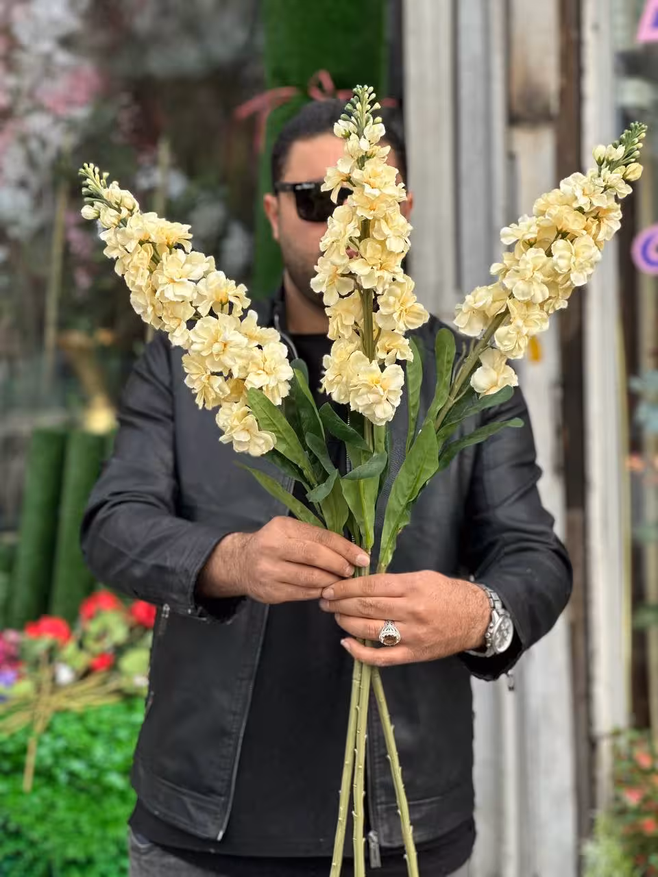 گل مصنوعی شاخه شب بو رنگ نباتی