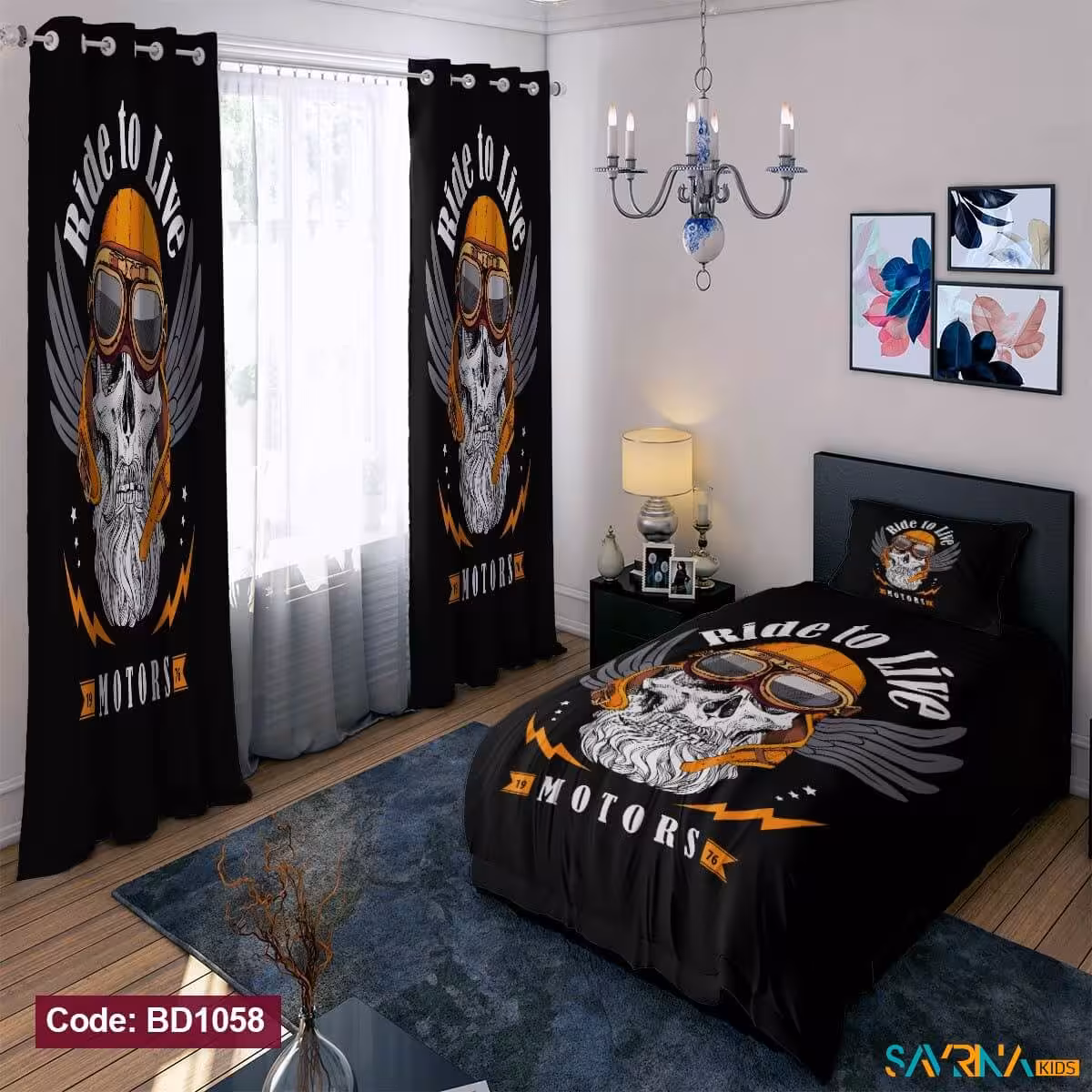 ست اتاق خواب پسرانه طرح جمجمه کد BD1058