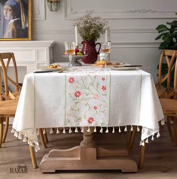 رومیزی مستطیل وارداتی وسط گلدار