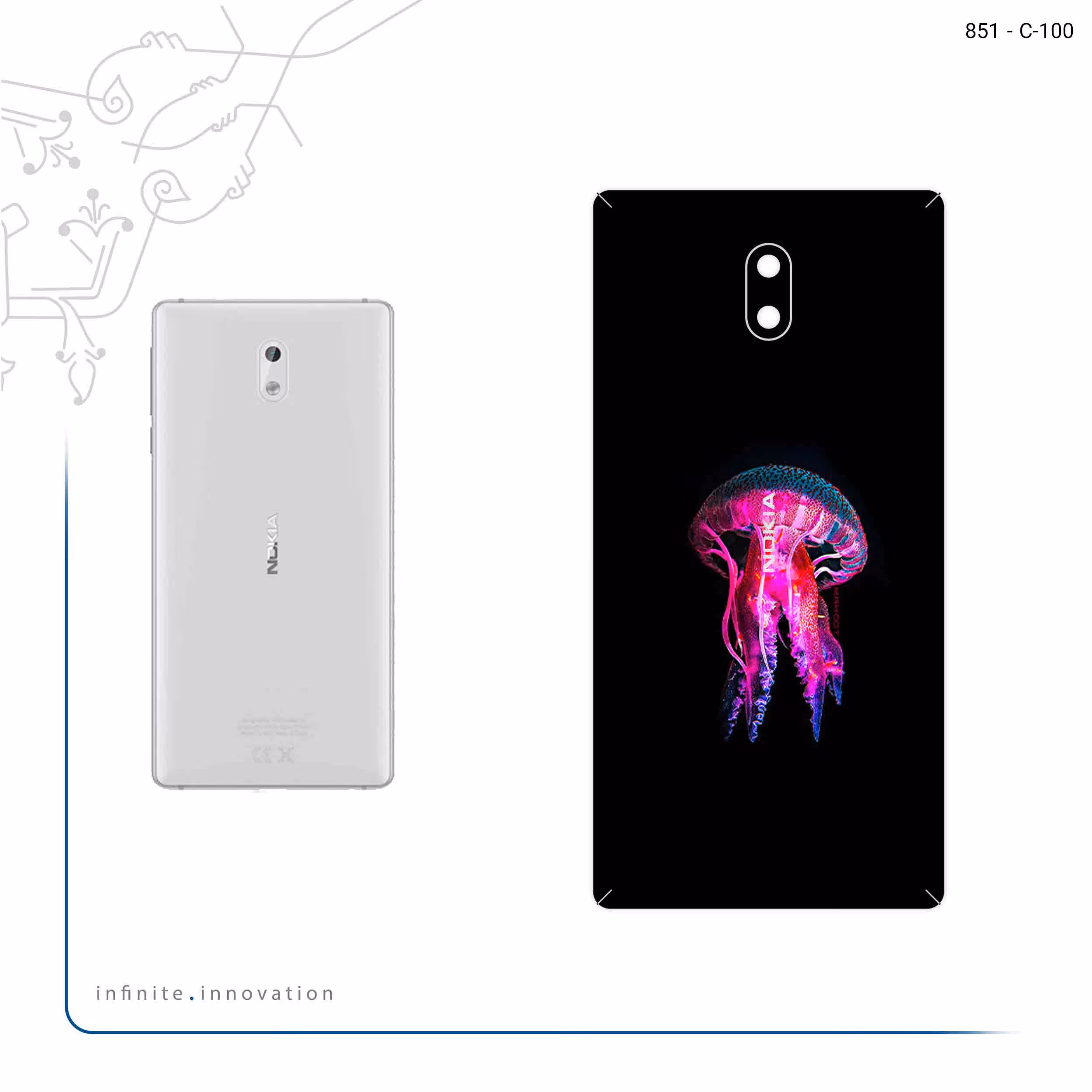 برچسب پوششی ماهوت مدل jellyfish مناسب برای گوشی موبایل نوکیا 3