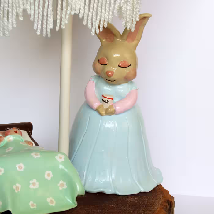 آباژور رومیزی مدل دستساز طرح خرگوش و مادر