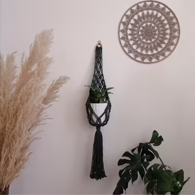 آویز گلدان بافتنی مدل دیواری کد P448