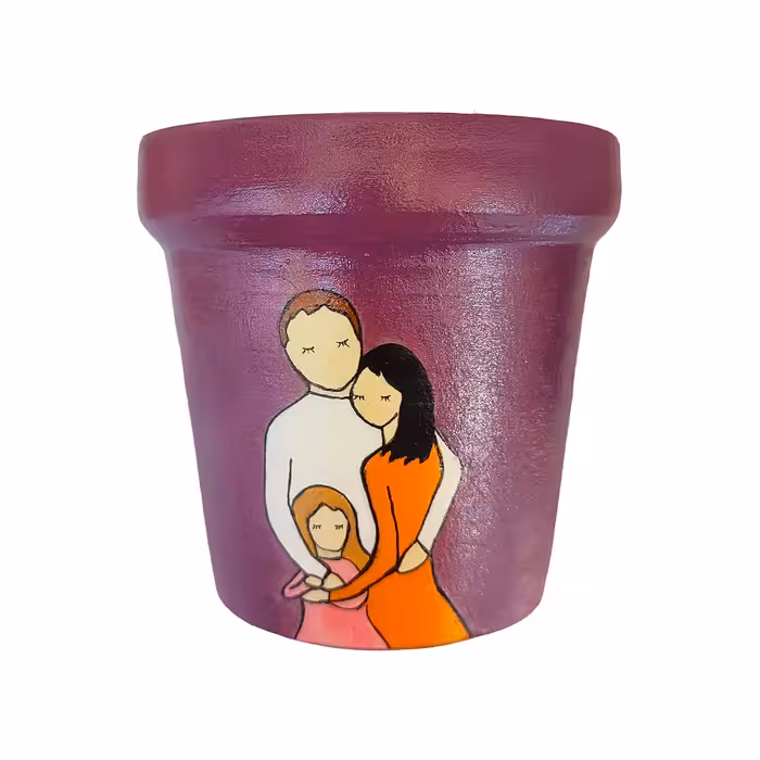 گلدان سفالی طرح پدر مادر فرزند