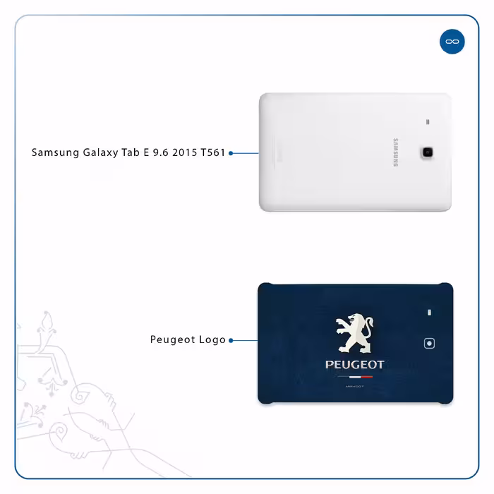 برچسب پوششی ماهوت مدل Peugeot-Logo مناسب برای تبلت سامسونگ Galaxy Tab E 9.6 2015 T561