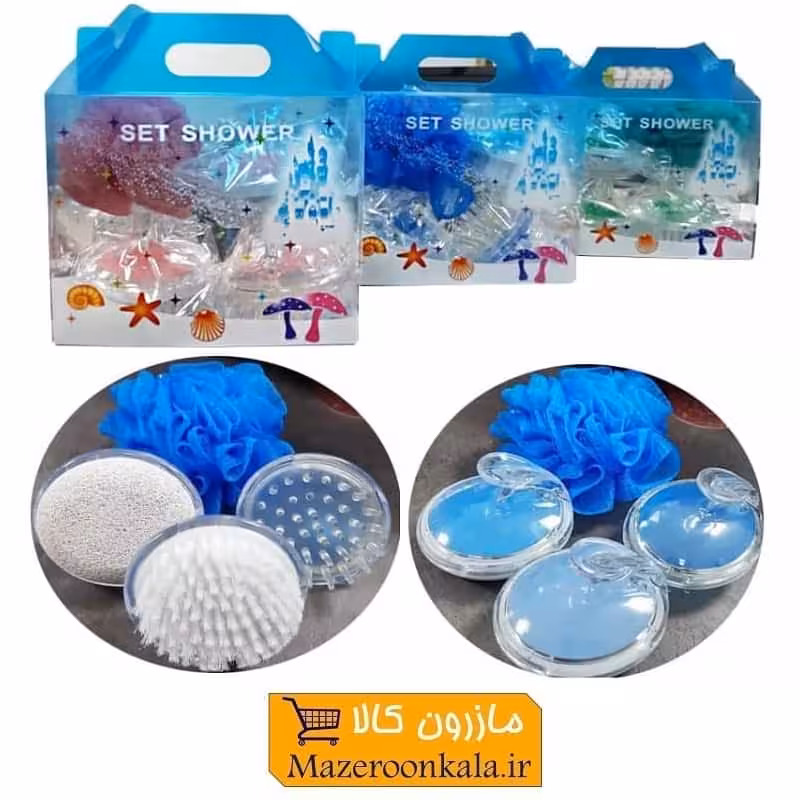 ست حمام لوکس Shower Set شامل سنگ پا، لیف و برس HHM-013