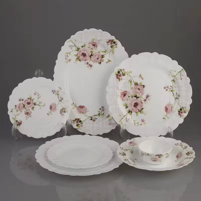 سرویس غذاخوری 25 پارچه آیروپال طرح دایره مدل سارا صورتی و آبی آرکوپال مقصود