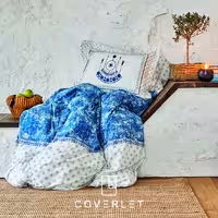 روتختی سفید و آبی کاوری دونفره مدل Costa