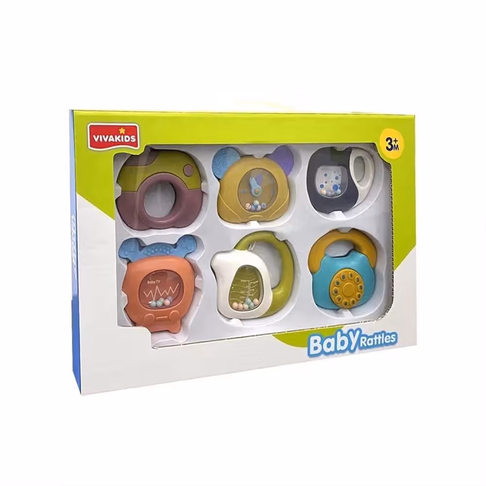 ست جغجغه و دندانگیر  ویوا کیدز vivakids  بسته شش عددی کد 1158