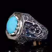 انگشتر فیروزه نیشابوری طبیعی کد 11427