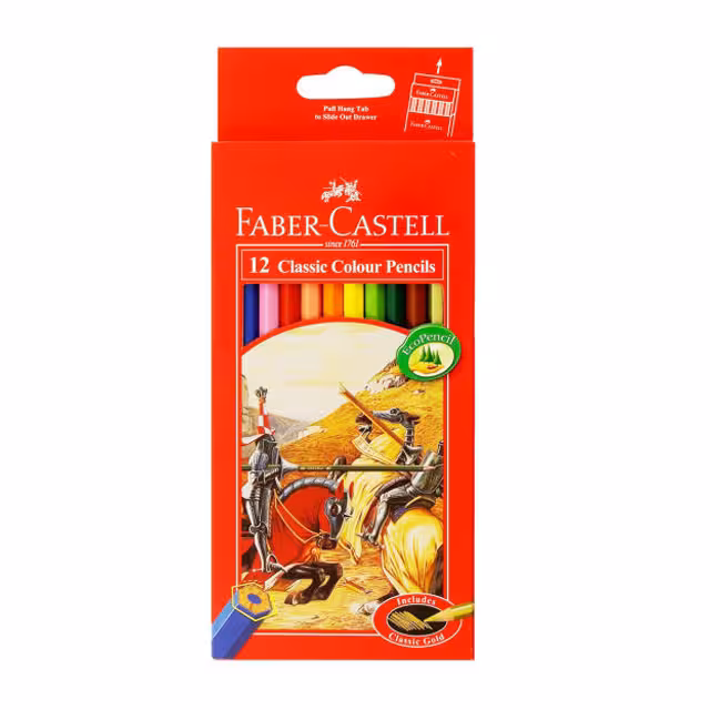 مداد رنگی جعبه ای فابر کاستل مدل Classic بسته 12 عددی