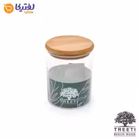 ظرف ادویه شیشه ای با درب چوبی تیریتی قطر 10 ارتفاع 10 مدل G 5010