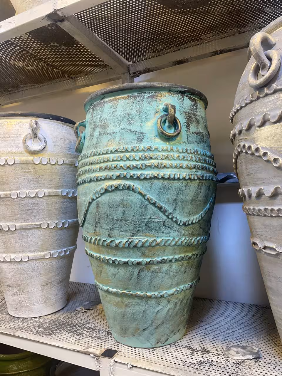 گلدان پتینه 75سانتی رنگ فیروزه ای