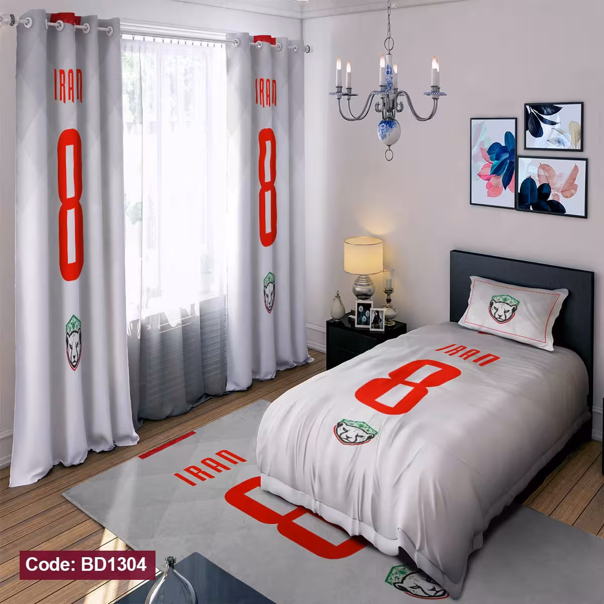 پرده پانچی مخمل چاپی پسرانه کد 1304