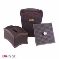 ست سطل و جعبه دستمال هایلو مدل سیلور چرمی