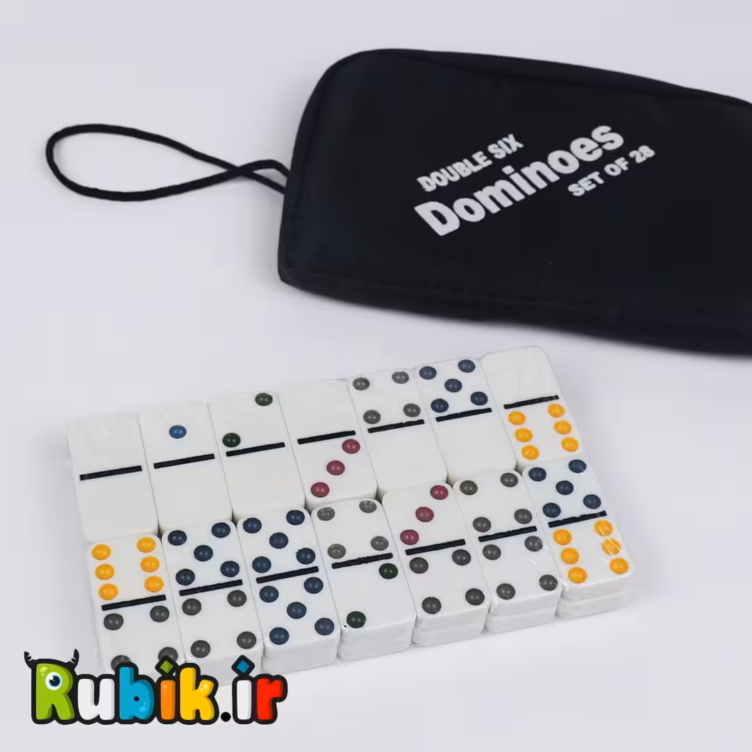 دومینو کیفی مشکی مهره رنگی