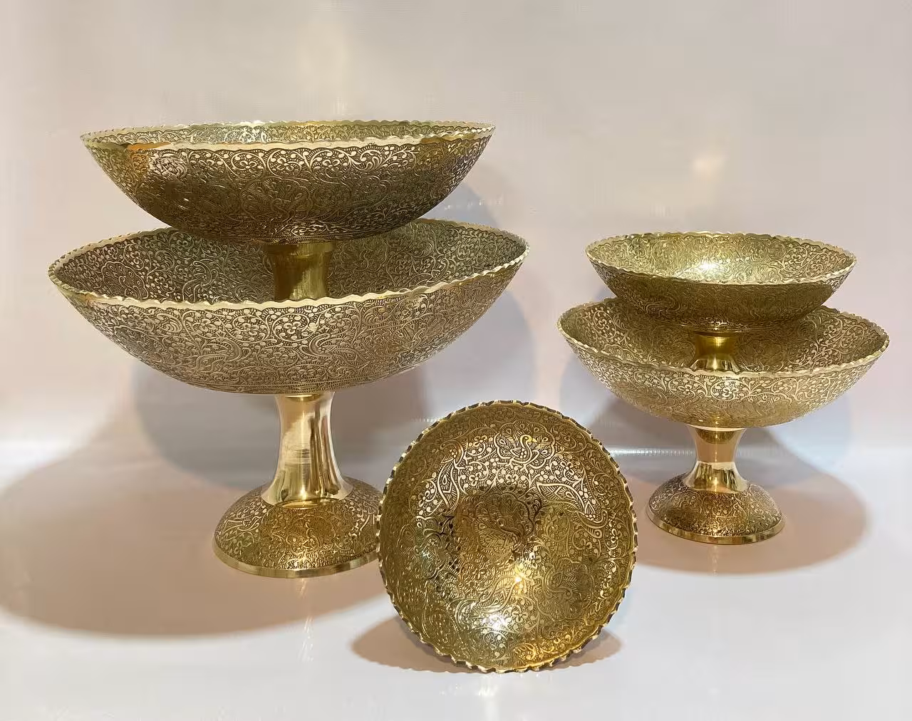 ست پذیرایی برنجی هندی لبه ریز