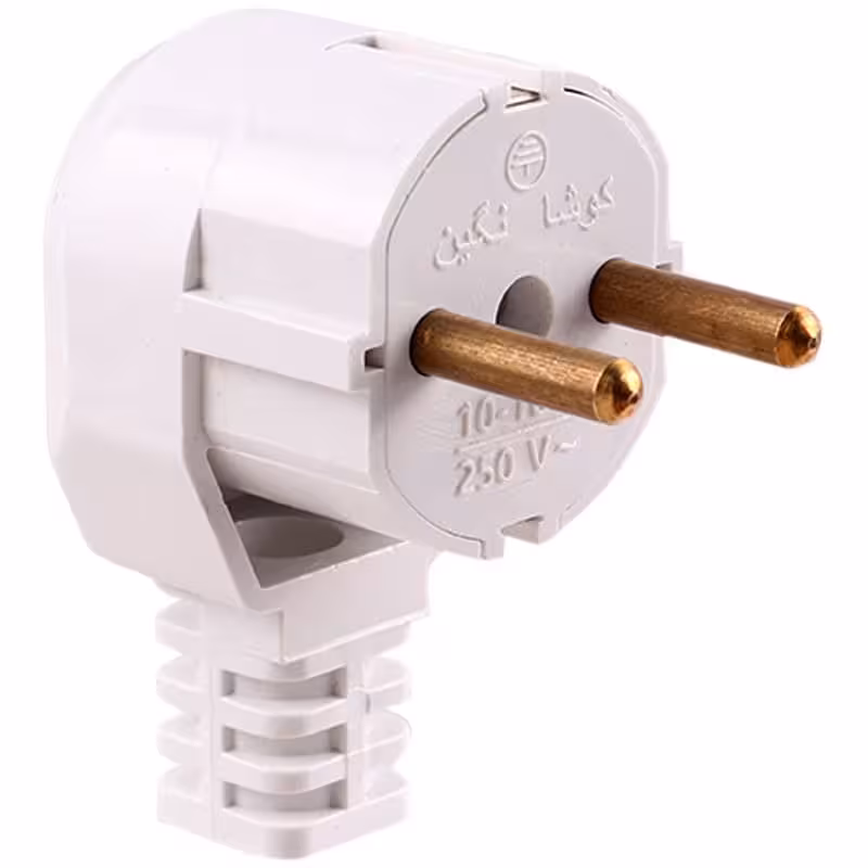 دوشاخه برق ارت دار برنجی کوشا نگین نور