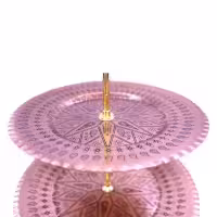 شیرینی خوری مسی دو طبقه پایه دار و طرح دار کد SHH-69