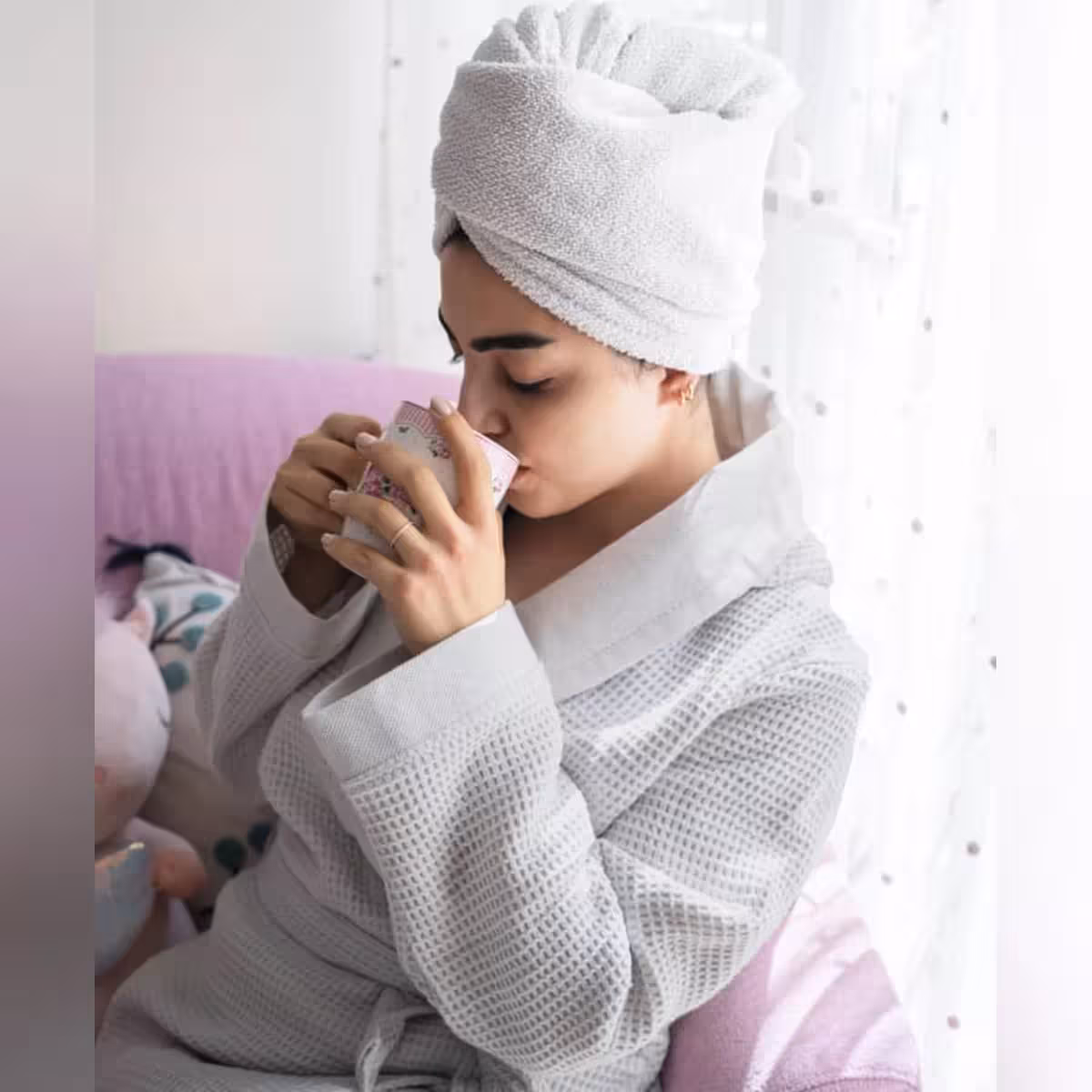 حوله پالتویی کلاه دار برایتون طوسی روشن نارین ساپ سایز L