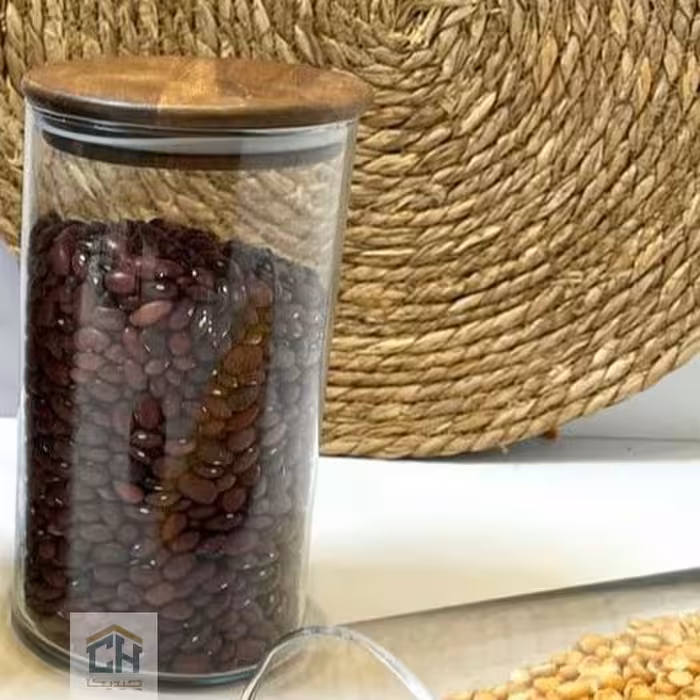 بانکه شیشه ای 18*9/5 درب چوبی مدل 81018 ACA