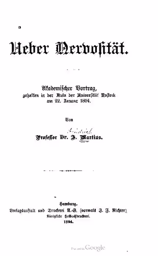 خرید و دانلود نسخه کامل کتاب Ueber Nervosität. Akademischer Vortrag, gehalten in der Aula der Universität Rostock am 22. Januar 1894