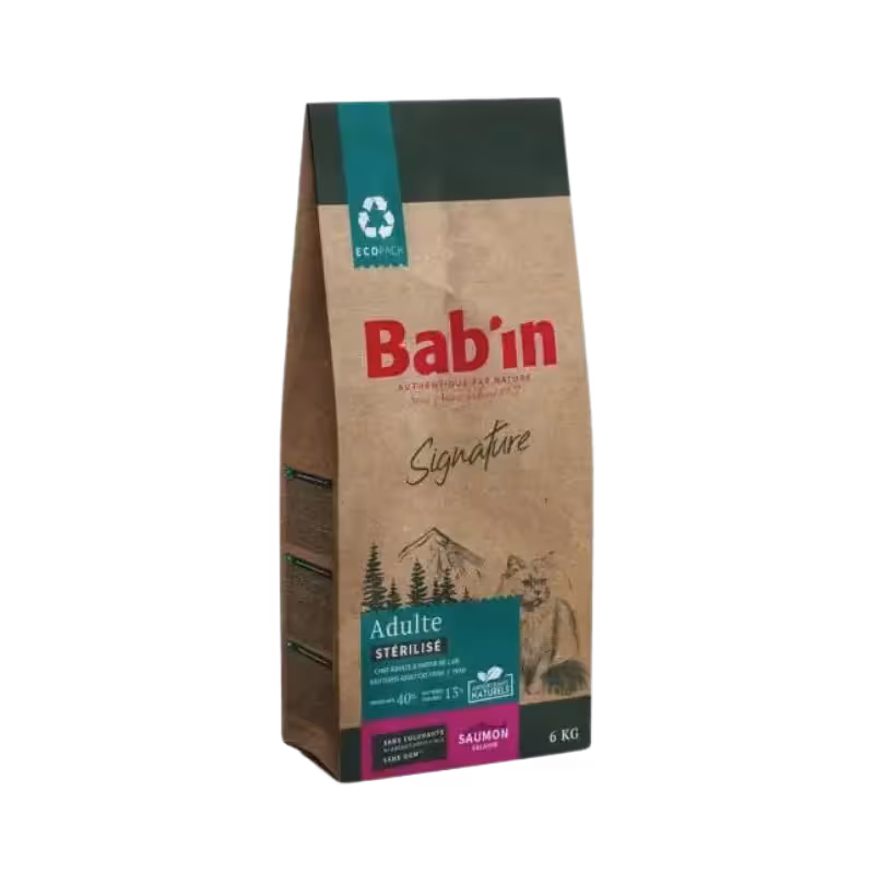 غذای خشک گربه بالغ Salmon Sterilise ماهی برند Babin بابین 6 کیلویی