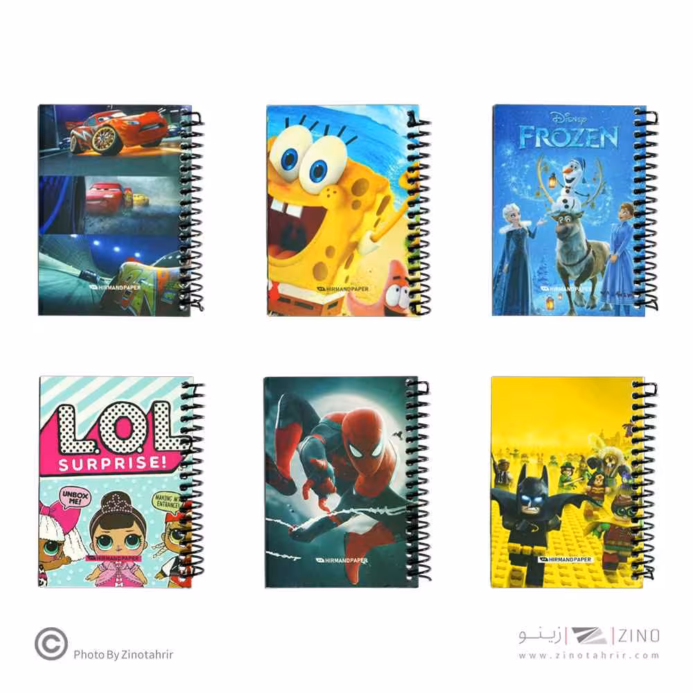 دفتریادداشت80برگ12*8 سیم از بغل هیرمندپیپر