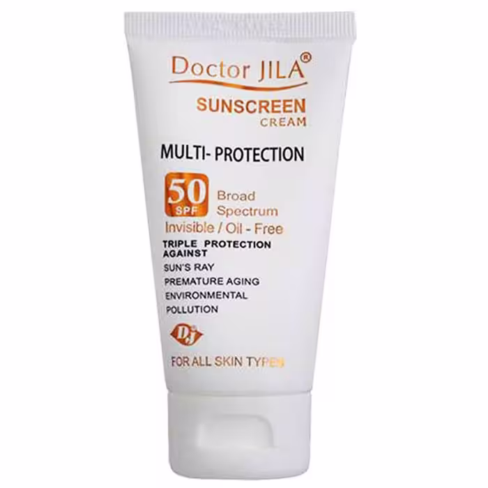 کرم ضد آفتاب SPF50 فاقد چربی مولتی پروتکشن دکتر ژیلا حجم 50 میلی لیتر