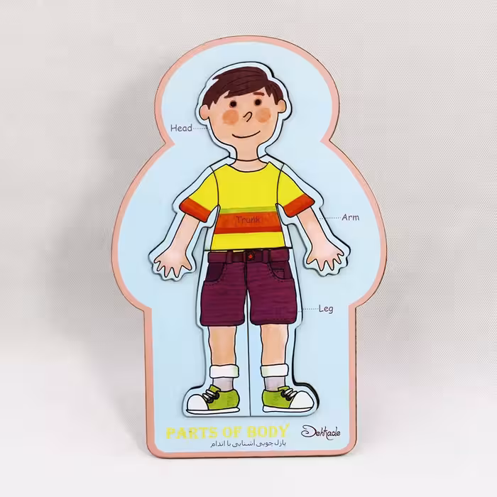 پازل چوبی جاگذاری آشنایی با اندام بدن(شرکت دهکده) دوزبانه