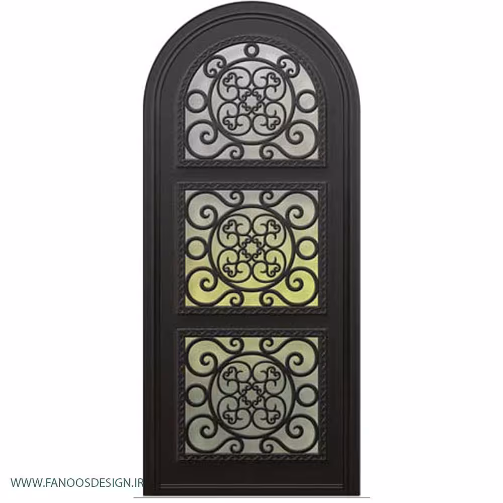 درب ورودی فلزی طرحدار مشکی رنگ  کد 1178