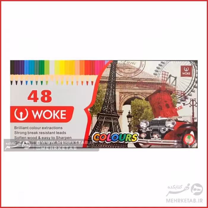 مداد رنگی 48 رنگ جعبه فلزی ووک