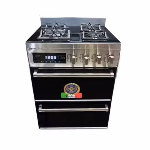 اجاق گاز طرح فر تکنو پروسا techno مدل 18000 سیلور صفحه شیشه ای