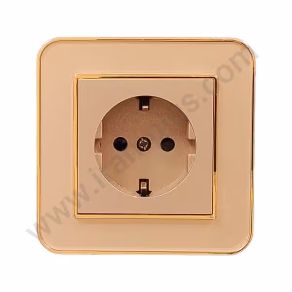 پریز برق ارت دار مدل ارس بژ طلایی میانی بژ