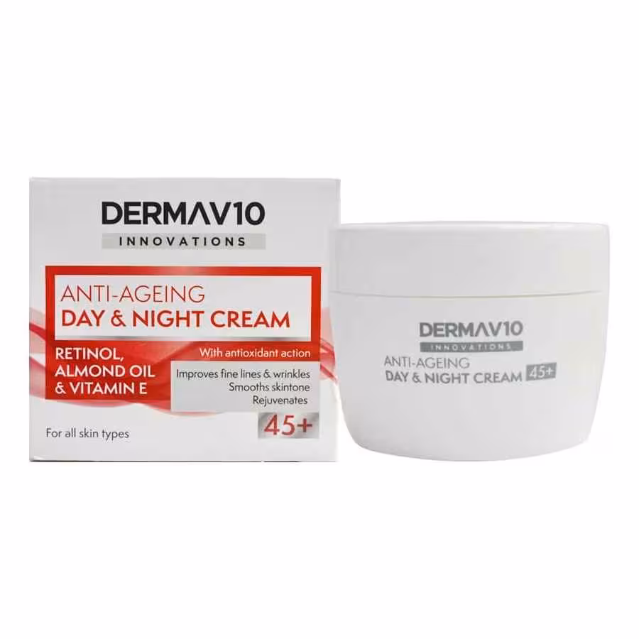 مشخصات، خرید و قیمت کرم روز شب درماویتن Derma V10 حاوی ریتونل مناسب انواع پوست ها 50 میل ⭐️ ویان مارکت