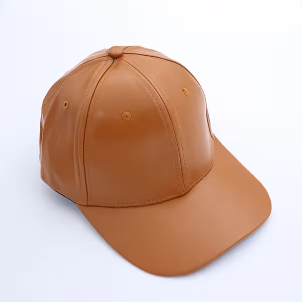 کلاه نقابدار چرم ساده رنگ عسلی 61405
