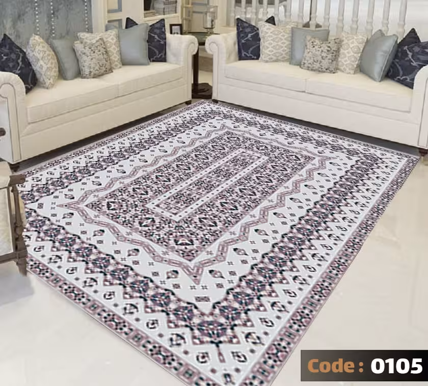 کاورفرش روفرشی دورکشدار گوشه لیفه ای طوسی کرم کد 0105