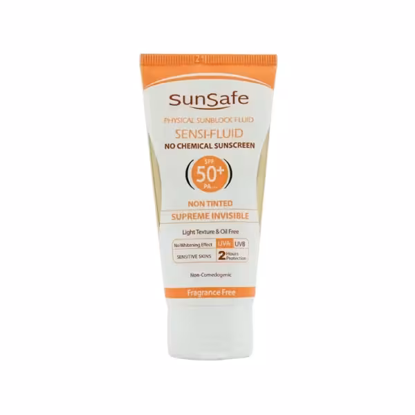 فلوئید ضد آفتاب SPF50 فیزیکال سان سیف مناسب پوست های حساس 50 میلی لیتر