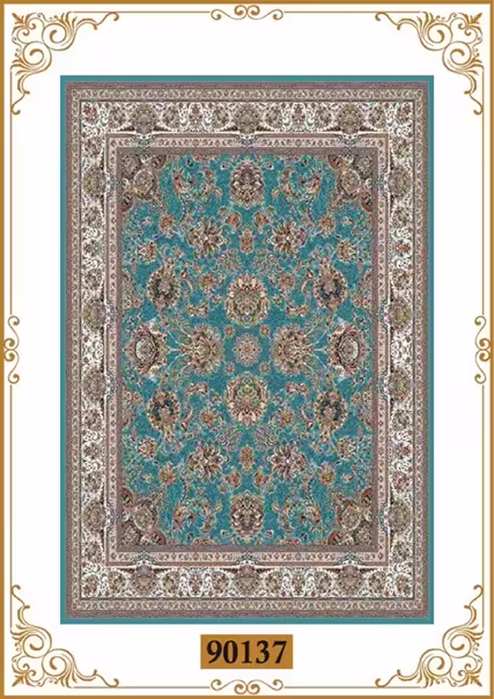 فرشینه چاپی 4 لایه ترمزگیر دار با طرح سنتی،پشت دات و چرم–تولید در ابعاد مختلف-کد 9138