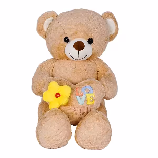 عروسک خرس قلب و گل به دست 80 سانتی متری