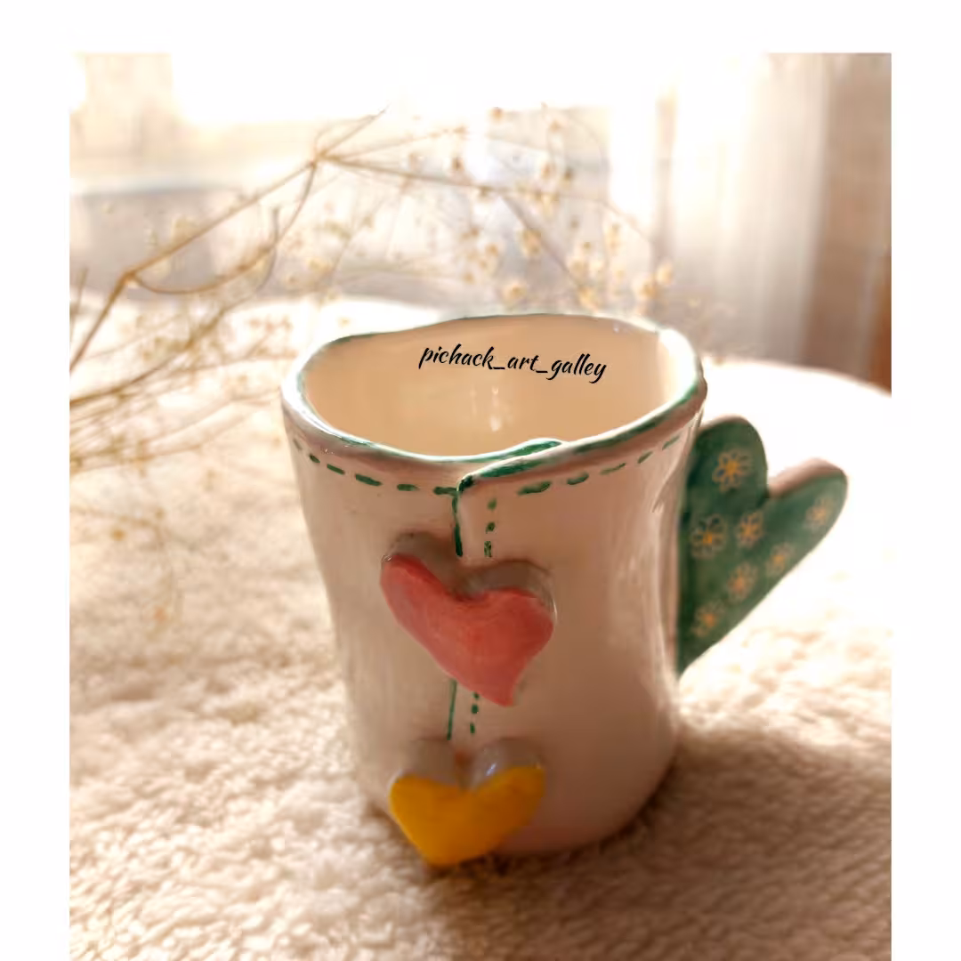 ماگ سرامیکی دستساز دفرمه لعابدار پخته شده در کوره قابل مصرف نوشیدنی گرم و سرد با گنجایش عالی