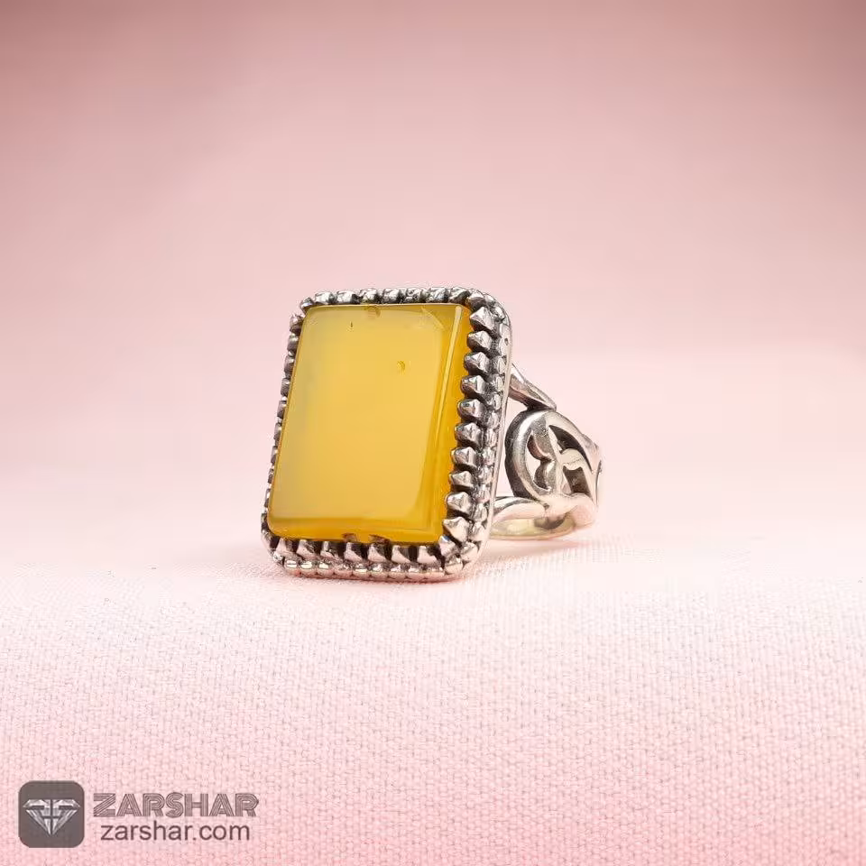 انگشتر شرف الشمس مردانه چهارگوش چنگ دار طرح رهبری