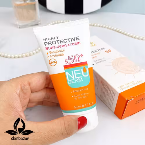 کرم ضدآفتاب بدون رنگ spf50 برای پوست های خشک نئودرم کد 655