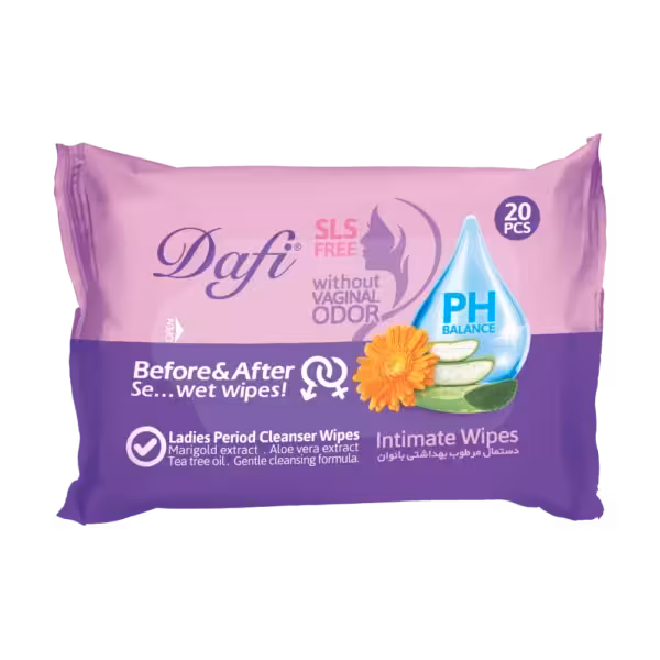 دستمال مرطوب بهداشتی دافی مدل لیدیز - بسته 20 عددی