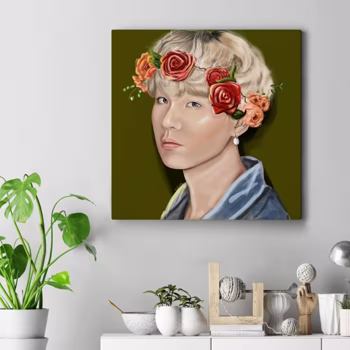 قاب کنواس مربع Min Yoongi  Flower child